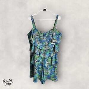 Fit 4U Women's Plus Size 24W Tropical Sleeveless Summer Top Flowy Blouse Beach